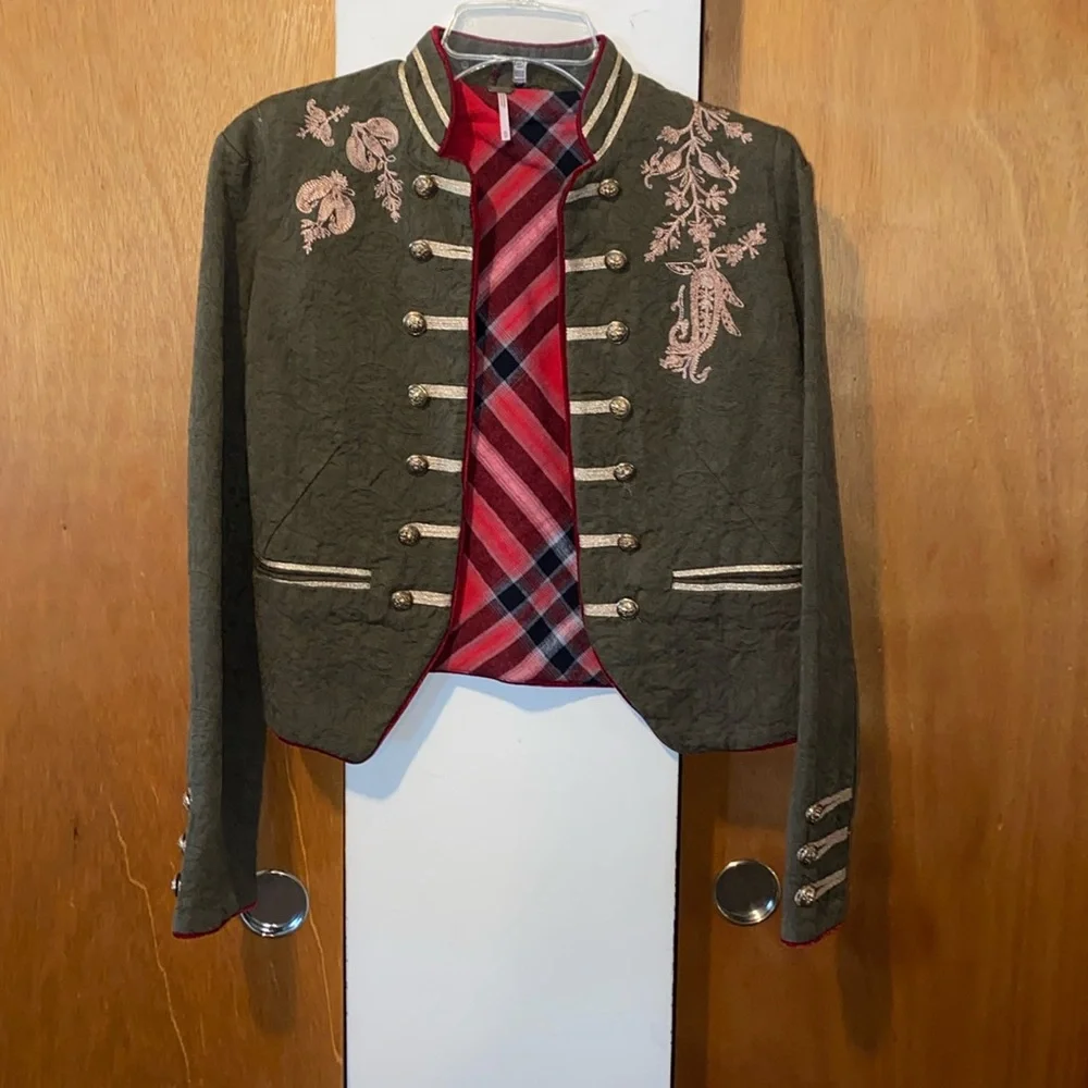 ๐๐โค๏ธEUC Worn Once Free People Military Olive Green Blazer - Picture 1 of 9